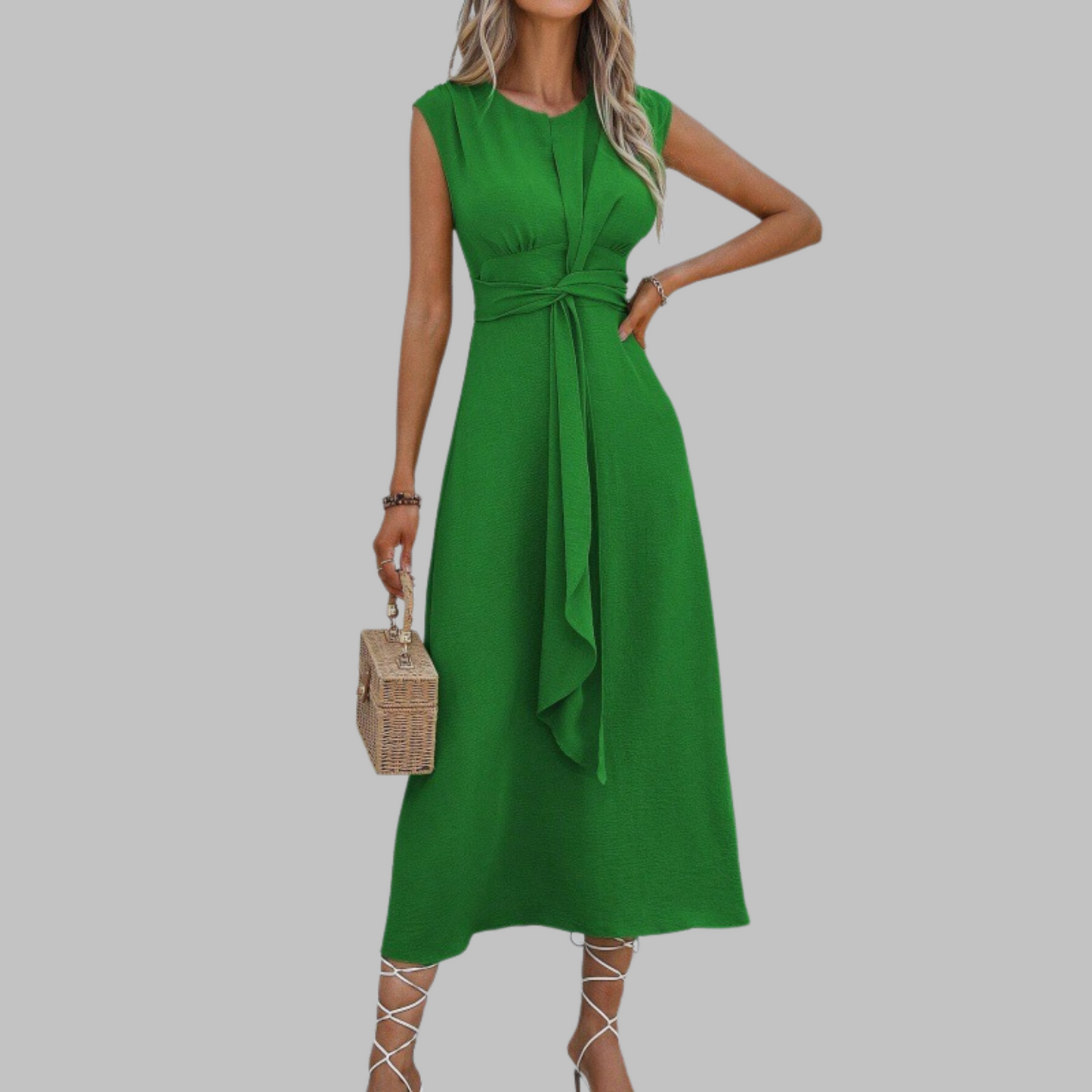 Aletta | Women's Elegant Sleeveless Round Neck Maxi Dress – Maxi, Sleeveless