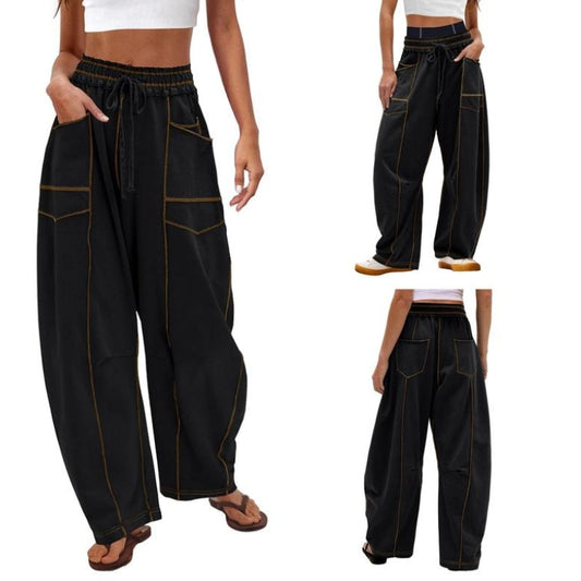 Dorothy | Women's Wide Leg Cargo Pants High Waist Drawstring – Comfortable Fit