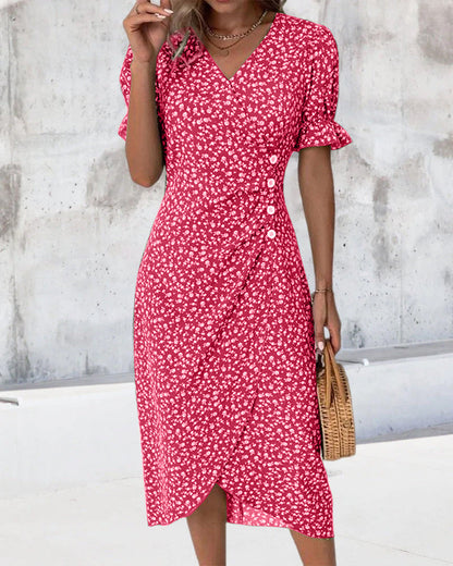 Loretta | Women's Fresh Bloom V-Neck Dress – V-Neck