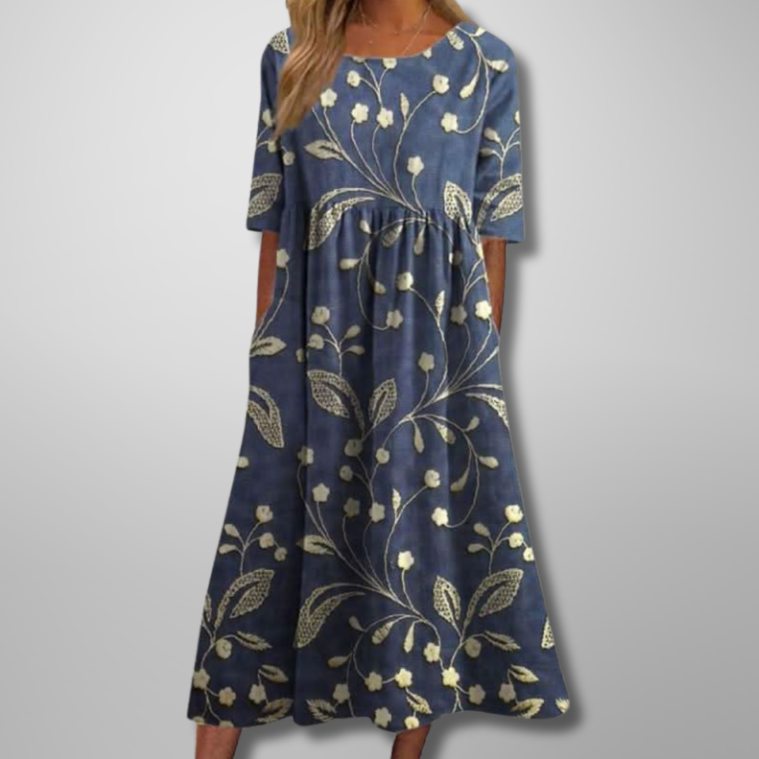 Remy | Women's Relaxed Floral Midi Dress – Midi, Floral Print