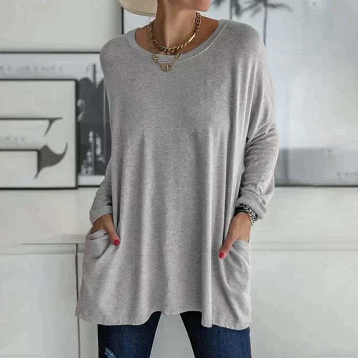 Erin | Women's Oversized Long Sleeve Tunic Top with Pockets – Long Sleeve