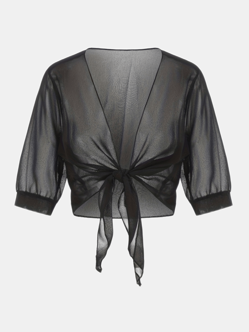 Brenda | Women's Sheer Tie Front Cardigan Open Front Cover Up – Layering