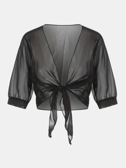 Brenda | Women's Sheer Tie Front Cardigan Open Front Cover Up – Layering