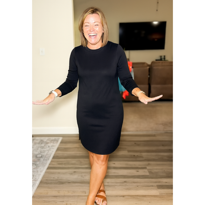 Nora | Women's Comfortable Long Sleeve Round Neck Dress – Long Sleeve