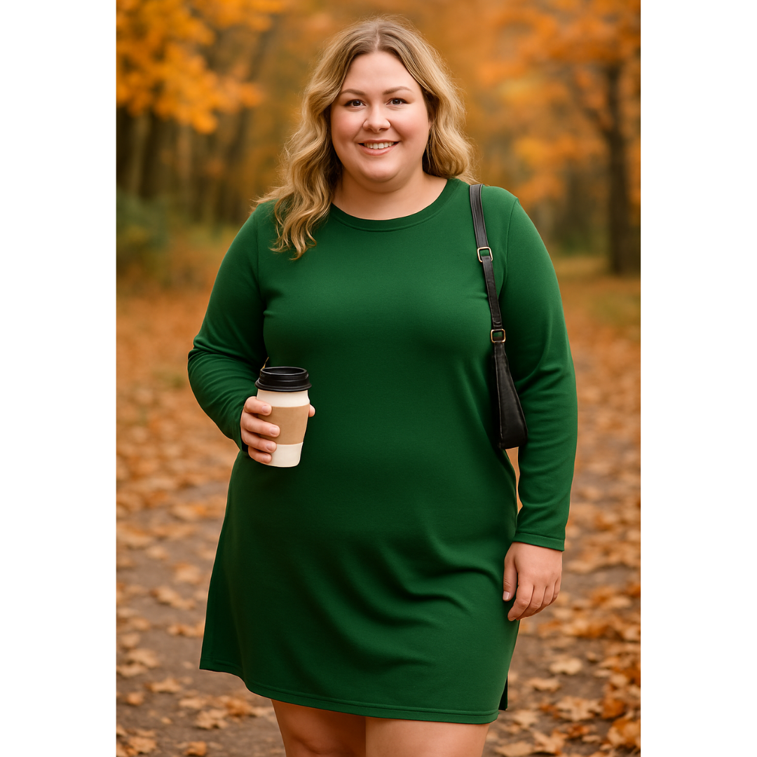 Nora | Women's Comfortable Long Sleeve Round Neck Dress – Long Sleeve