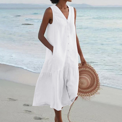 Jody | Women's Sleeveless Buttoned Midi Dress – Midi, Sleeveless