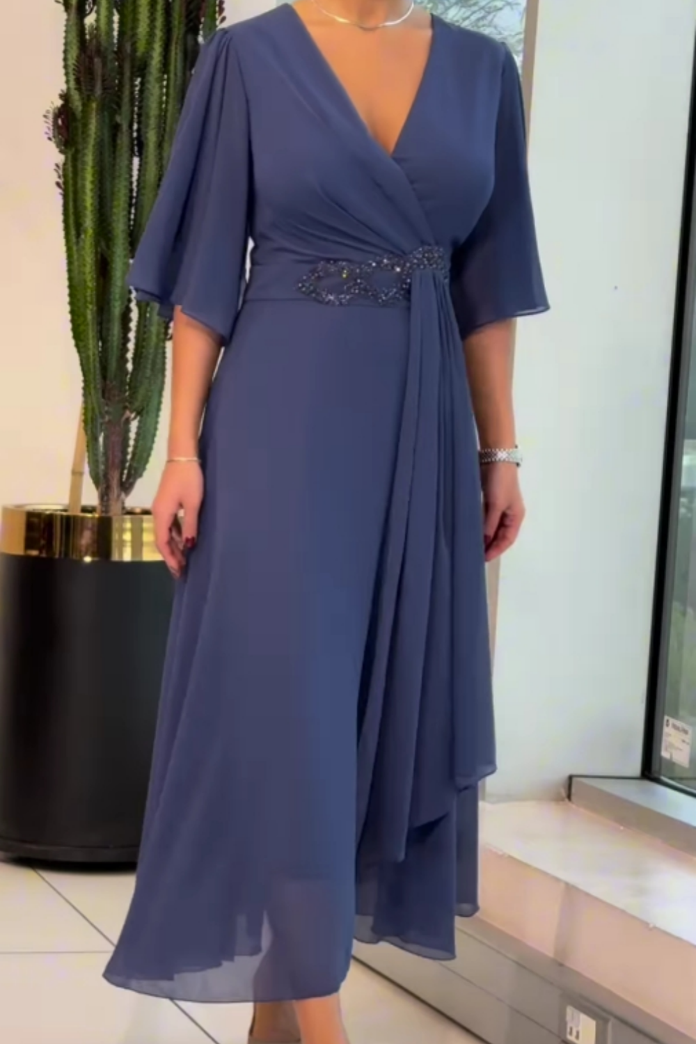 Alexa | Women's Elegant V-neck maxi dress – Maxi, V-Neck