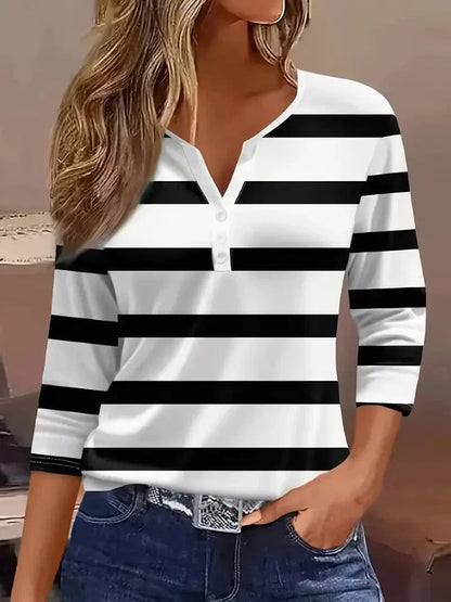 Lily | Women's Striped V-Neck Top – Striped, V-Neck
