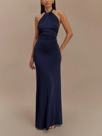 Amira | Women's Slinky Halter Maxi Dress – Maxi