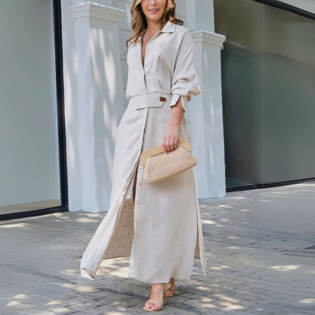 Melanie | Women's Elegant Maxi Dress with V-Neck – Maxi, V-Neck