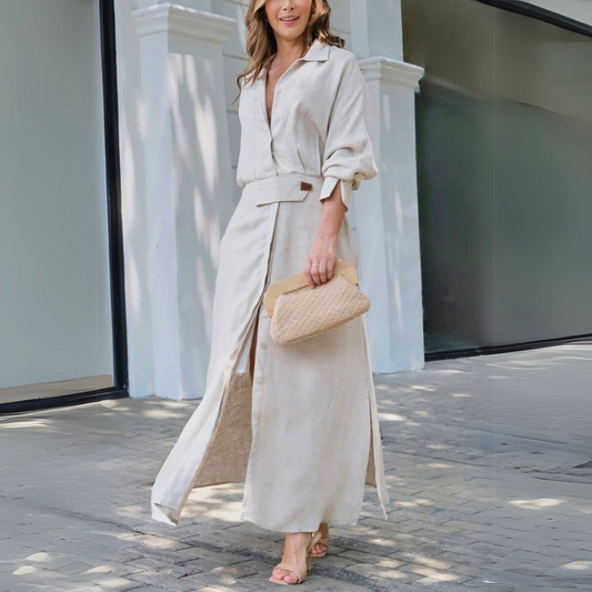 Melanie | Women's Elegant Maxi Dress with V-Neck – Maxi, V-Neck