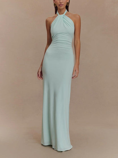 Amira | Women's Slinky Halter Maxi Dress – Maxi
