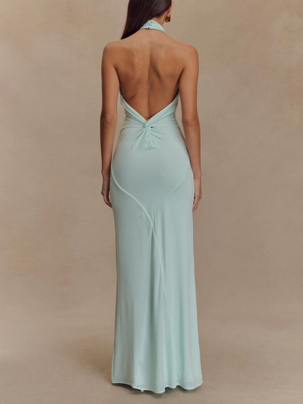 Amira | Women's Slinky Halter Maxi Dress – Maxi