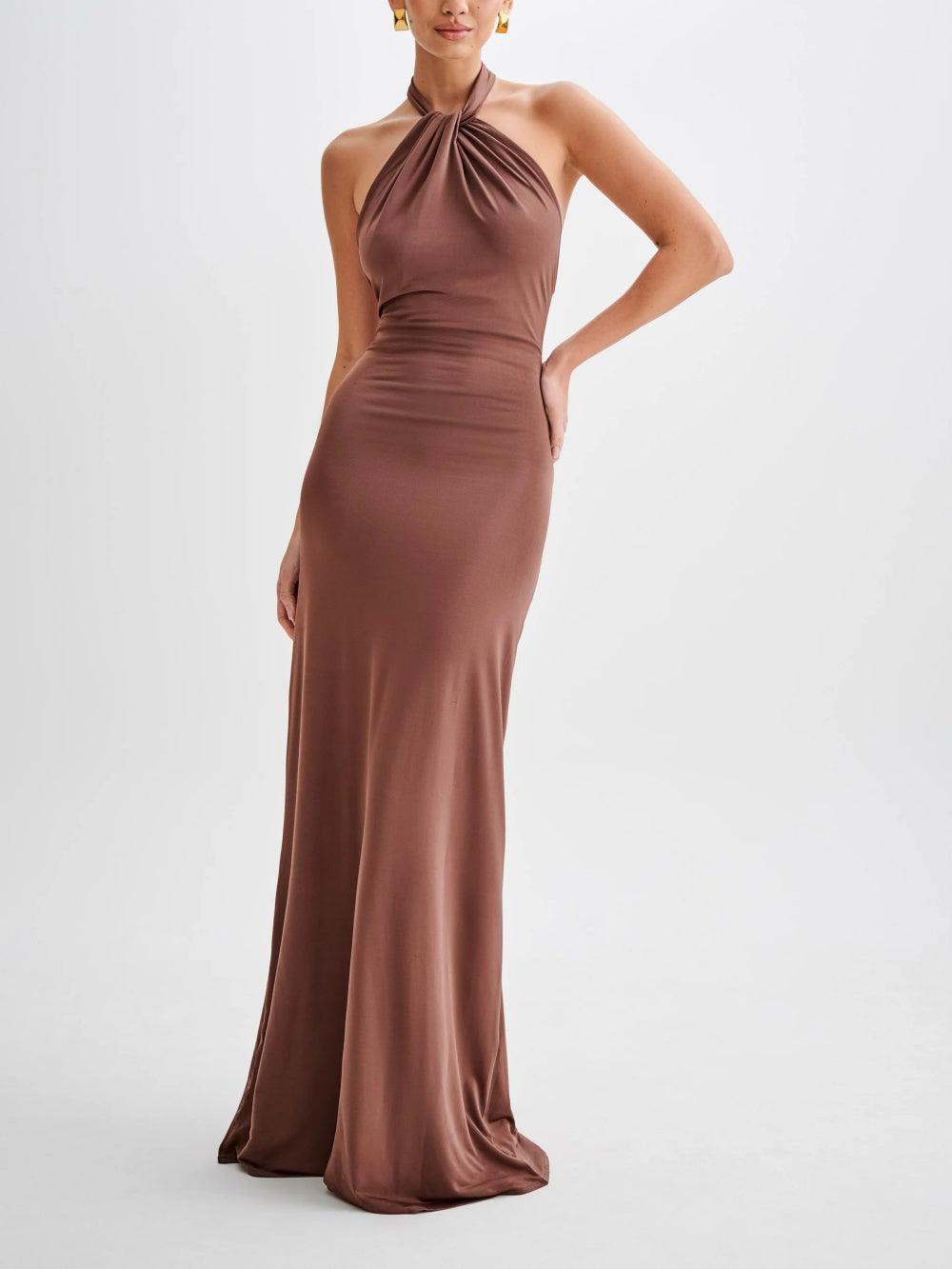Amira | Women's Slinky Halter Maxi Dress – Maxi