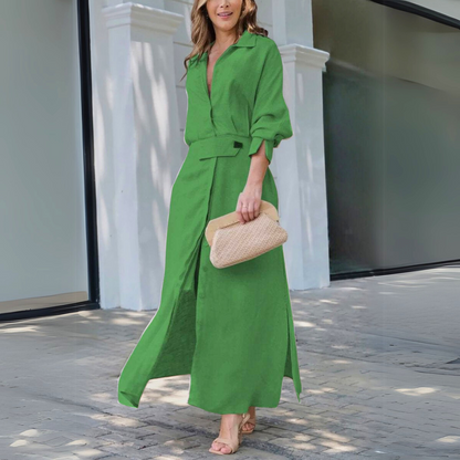 Melanie | Women's Elegant Maxi Dress with V-Neck – Maxi, V-Neck