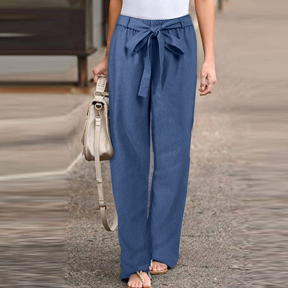 Shirley | Women's Wide Leg Pants Drawstring High Waist Casual