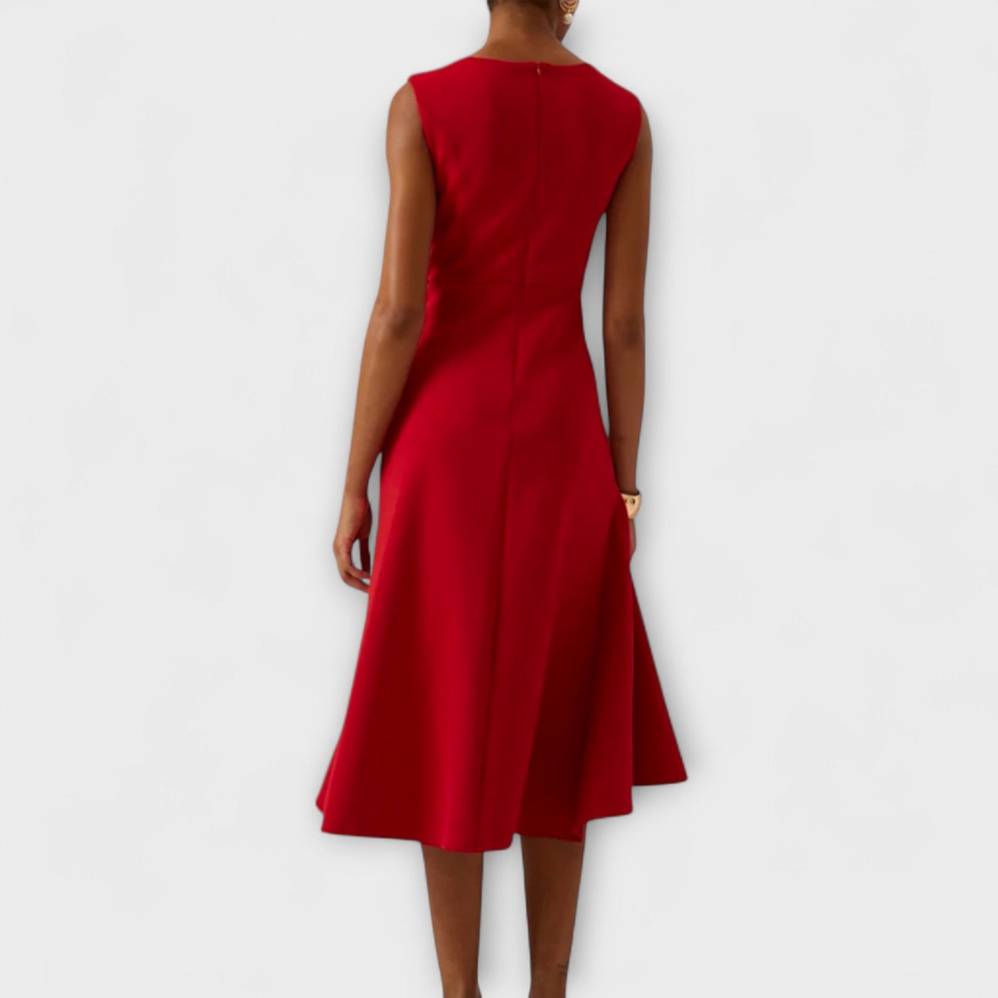 Barbara | Women's Draped Asymmetric Midi Dress – Asymmetric Hem