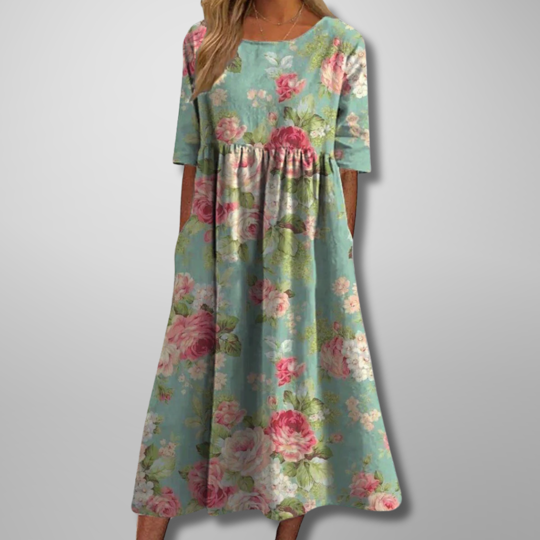 Remy | Women's Relaxed Floral Midi Dress – Midi, Floral Print