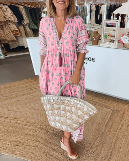 Loretta | Women's Boho Midi Tassel Dress – Midi, Boho