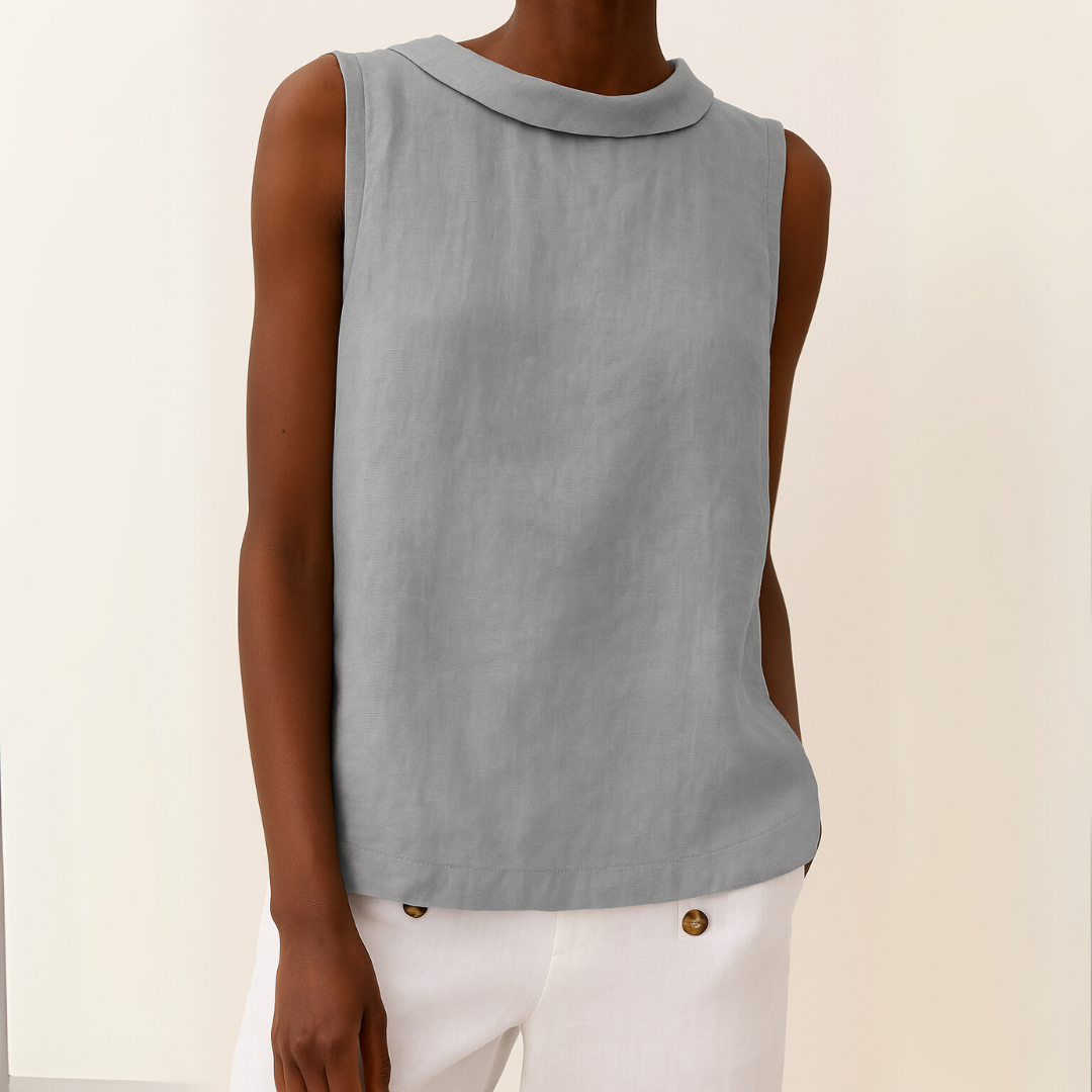 Margo | Women's Sleeveless Roll Collar Top – Sleeveless