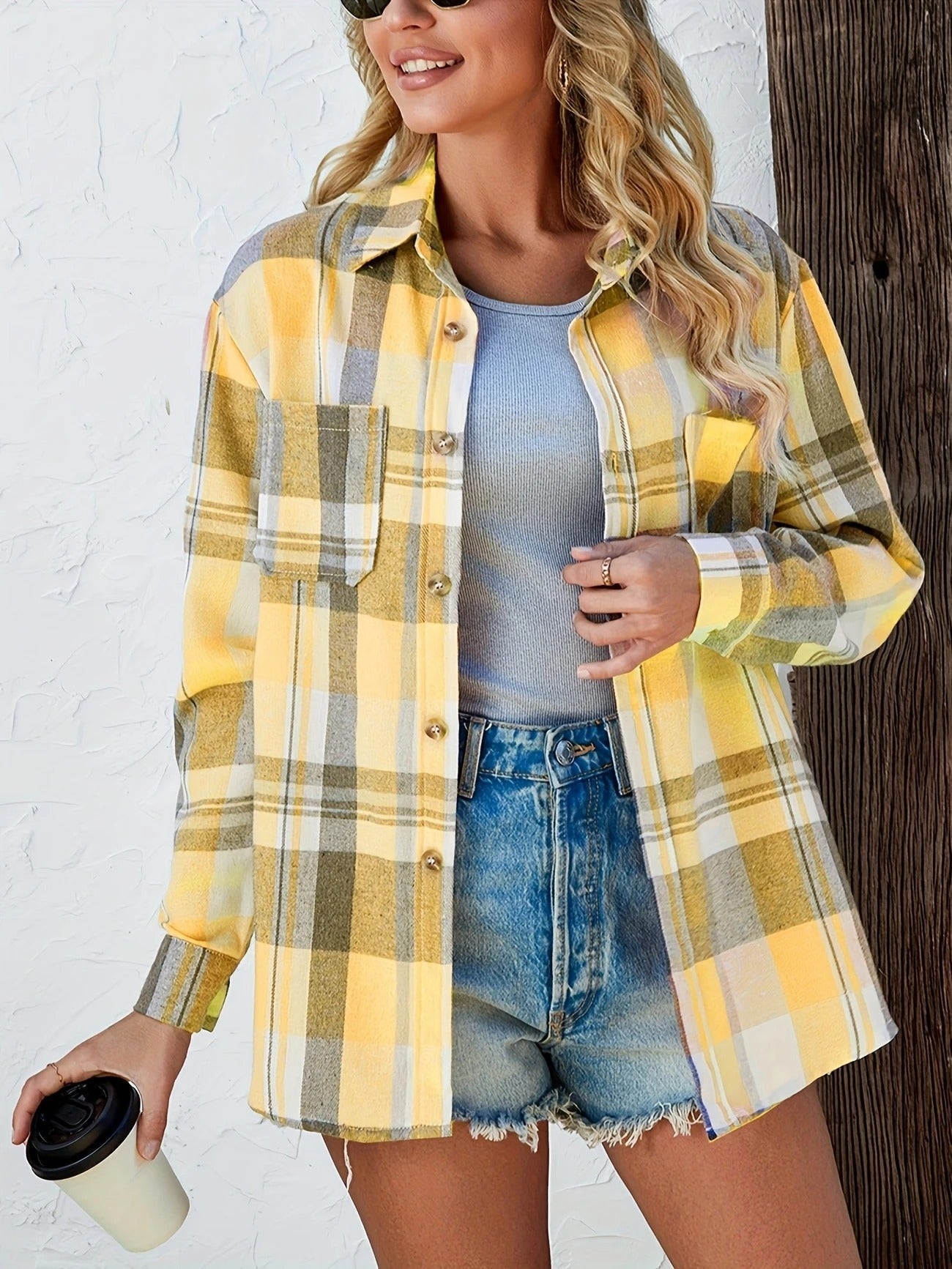 Frances | Women's Oversized Plaid Flannel Button-Down Shirt – Classic