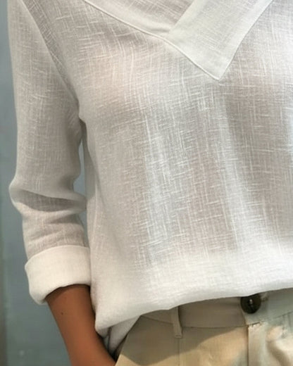 Daisy | Women's Asymmetric V-Neck Long Sleeve Top – Asymmetric Hem, V-Neck