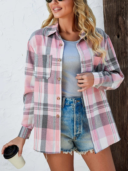 Frances | Women's Oversized Plaid Flannel Button-Down Shirt – Classic