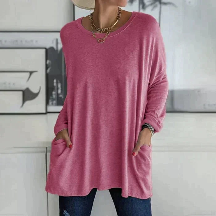 Erin | Women's Oversized Long Sleeve Tunic Top with Pockets – Long Sleeve