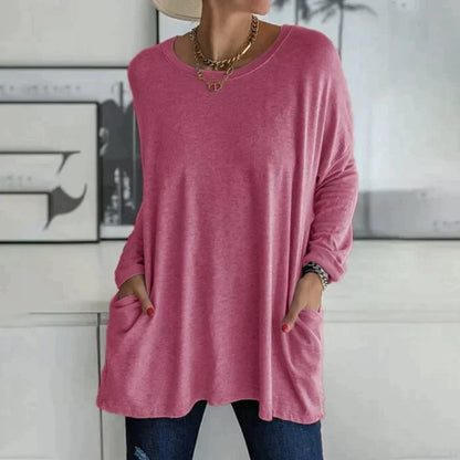 Erin | Women's Oversized Long Sleeve Tunic Top with Pockets – Long Sleeve
