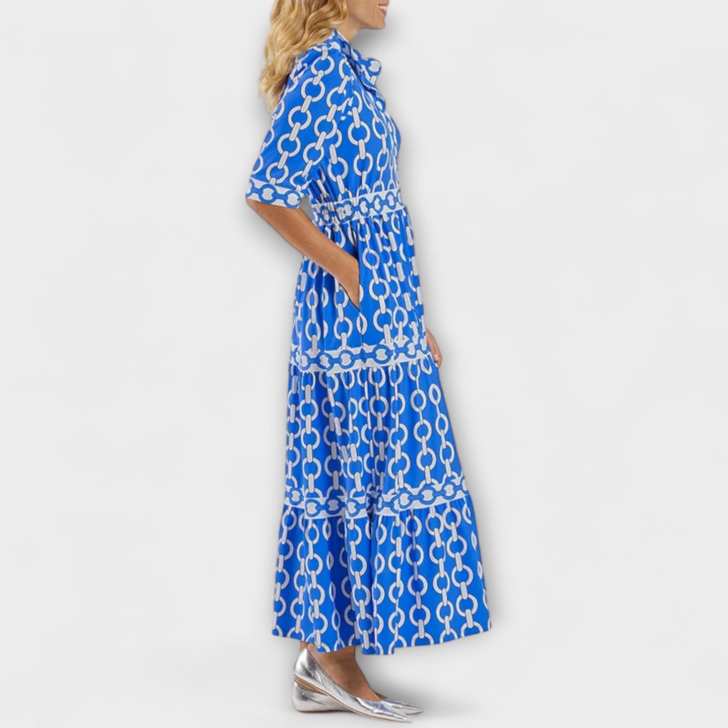 Viola | Women's Midi Dress with Chain Pattern – Midi