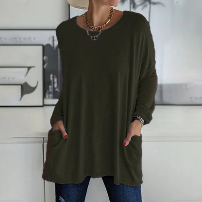Erin | Women's Oversized Long Sleeve Tunic Top with Pockets – Long Sleeve