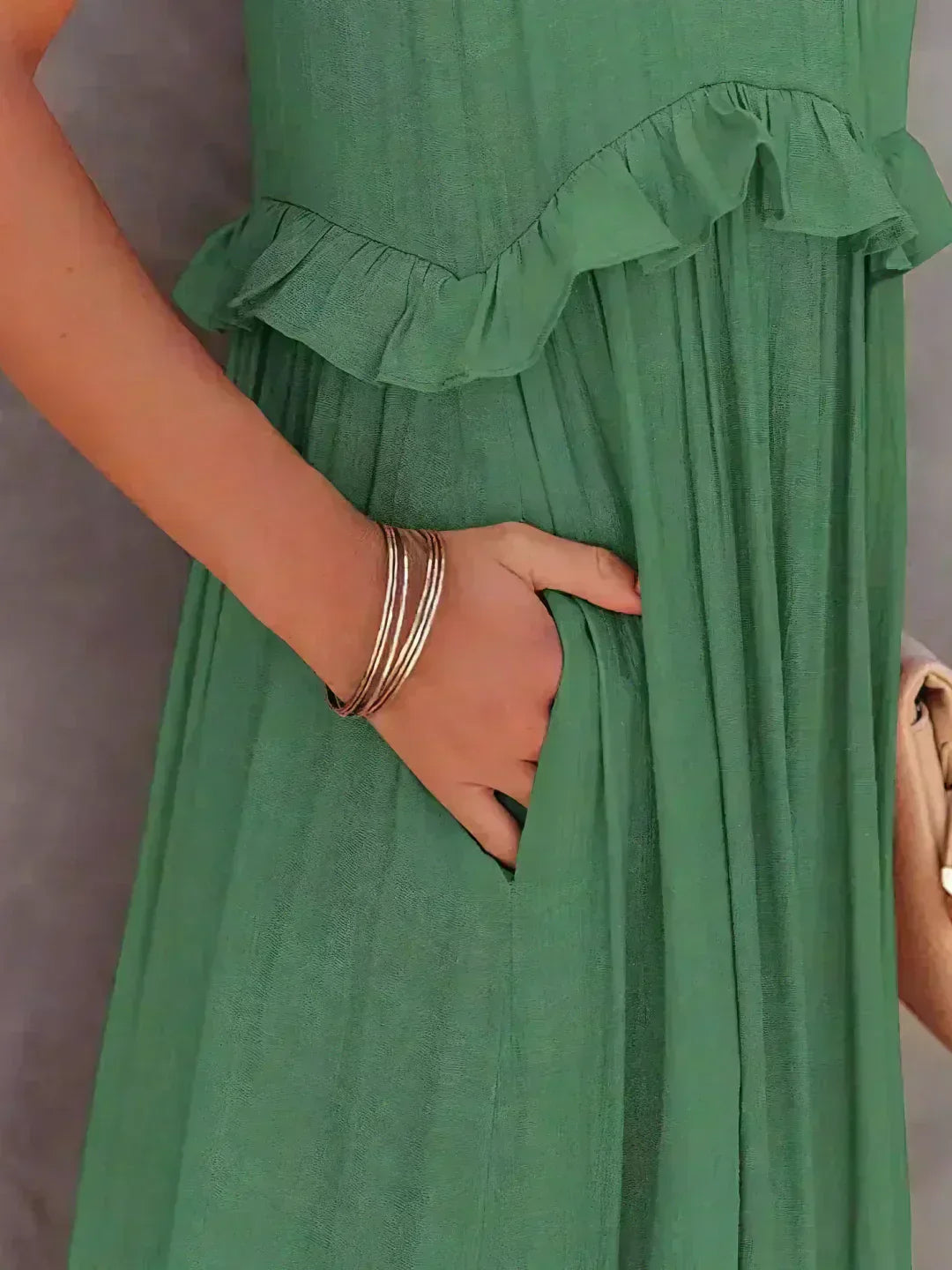 Vera | Women's Elegant Sleeveless Dress with Ruffles – Sleeveless, Ruffle Detail