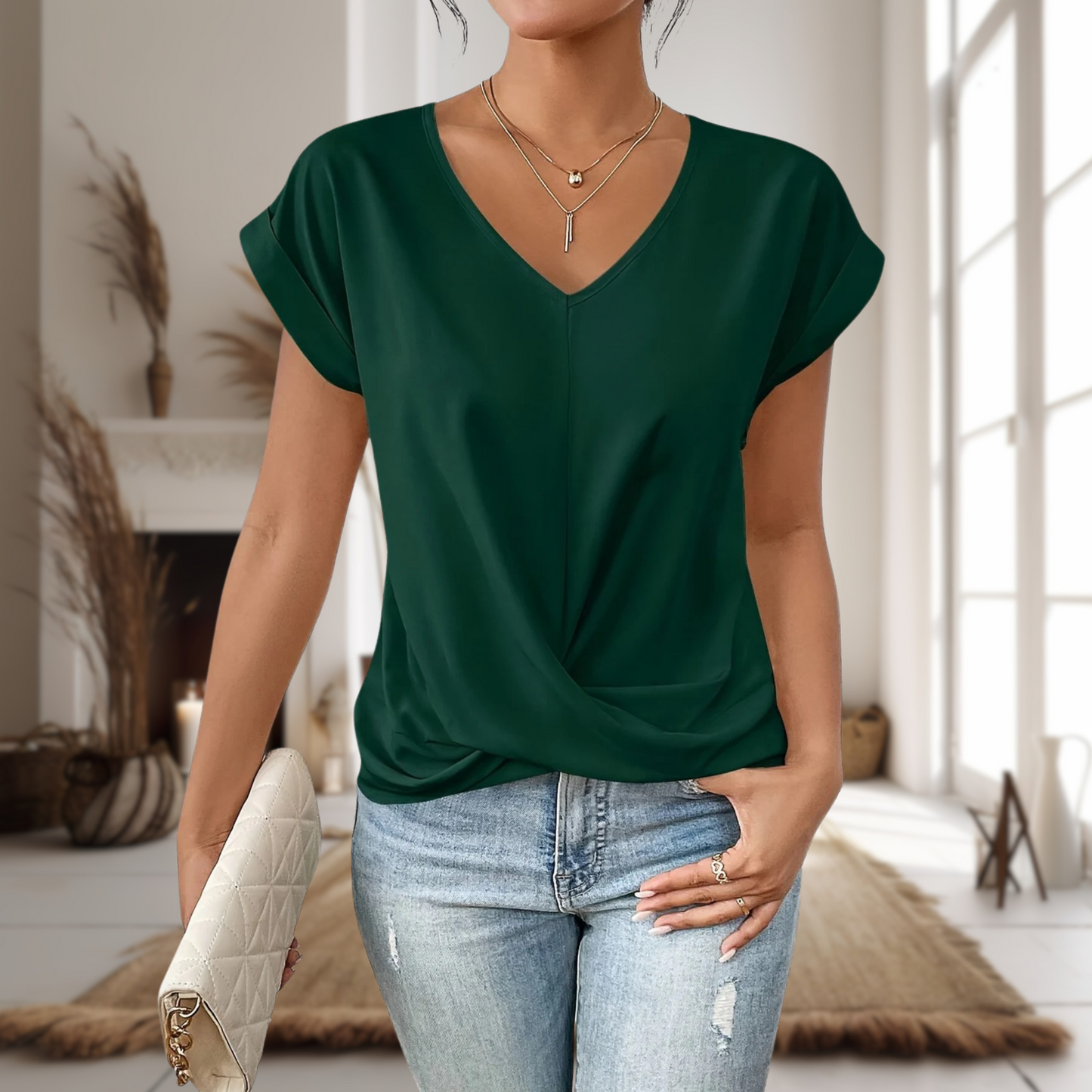 Rosé | Women's Casual Sweetheart Neck T-Shirt – Casual, Classic