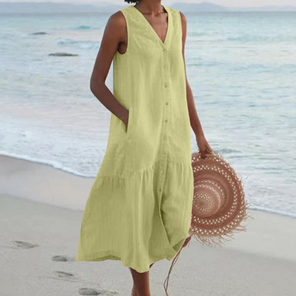 Jody | Women's Sleeveless Buttoned Midi Dress – Midi, Sleeveless