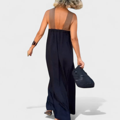 Florence | Women's Elegant Cross-Neck Maxi Dress – Maxi, Elegant