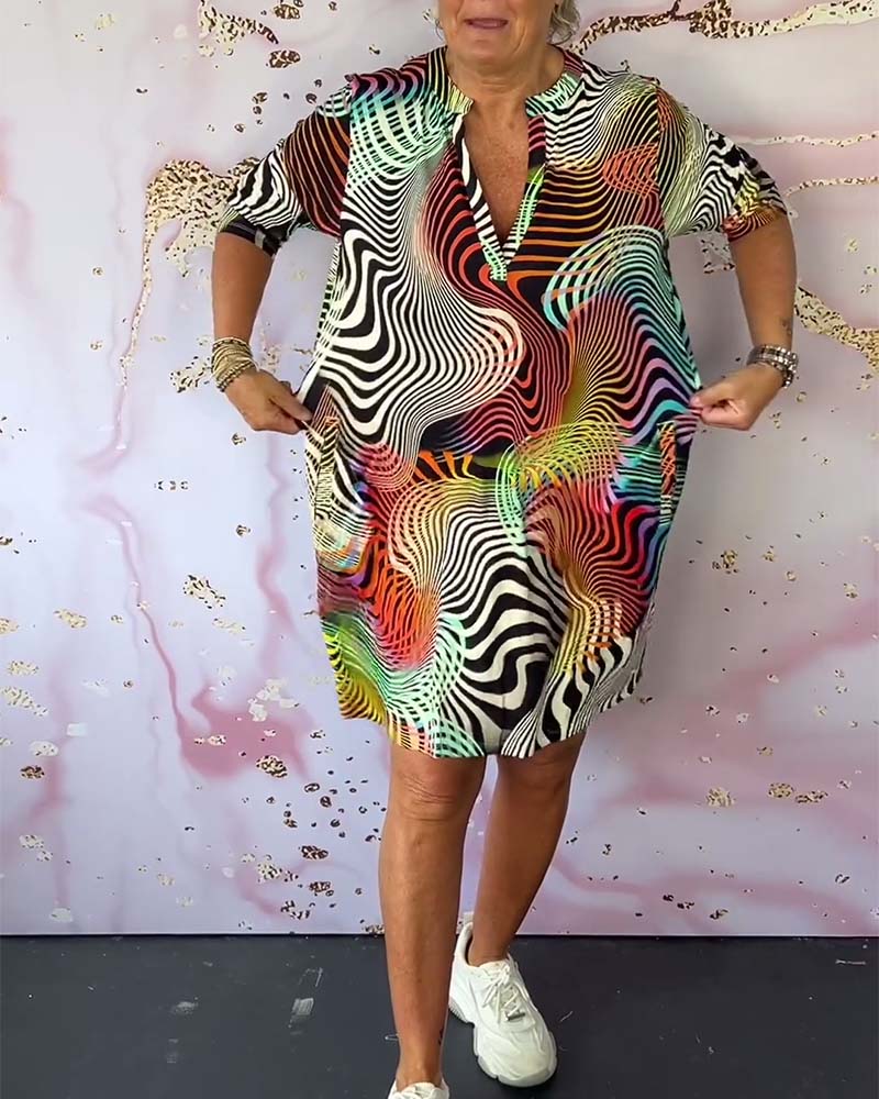 Ravena | Women's Colorful V-neck Dress – V-Neck, Colorful