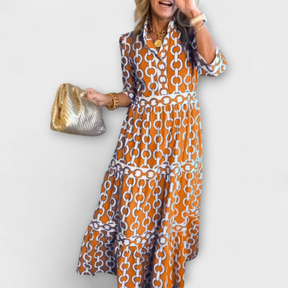 Viola | Women's Midi Dress with Chain Pattern – Midi
