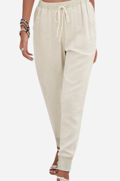 Roxanne | Women's Drawstring Jogger Pants with Elastic Ankle Cuffs