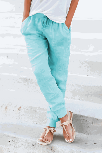Roxanne | Women's Drawstring Jogger Pants with Elastic Ankle Cuffs