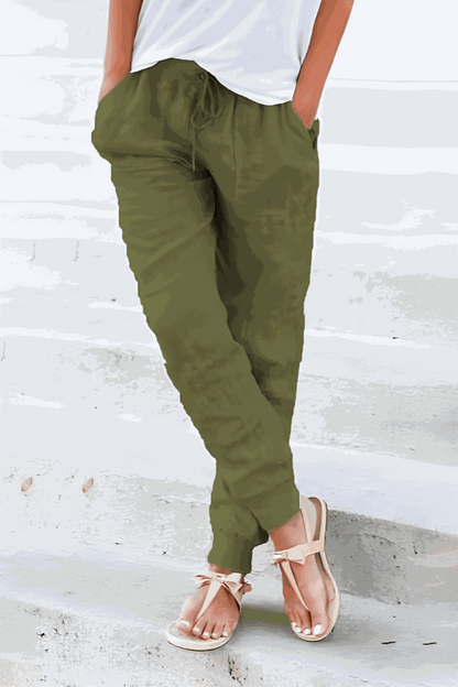 Roxanne | Women's Drawstring Jogger Pants with Elastic Ankle Cuffs
