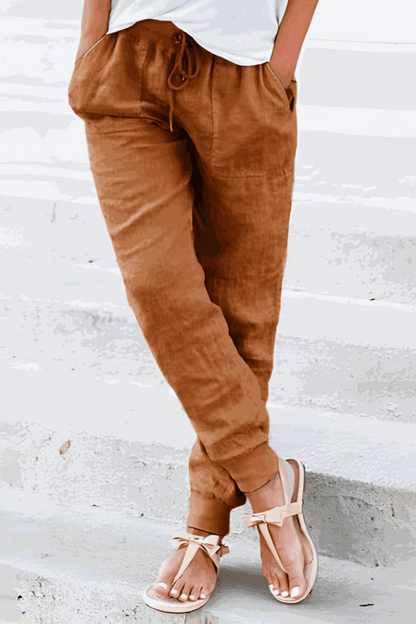 Roxanne | Women's Drawstring Jogger Pants with Elastic Ankle Cuffs