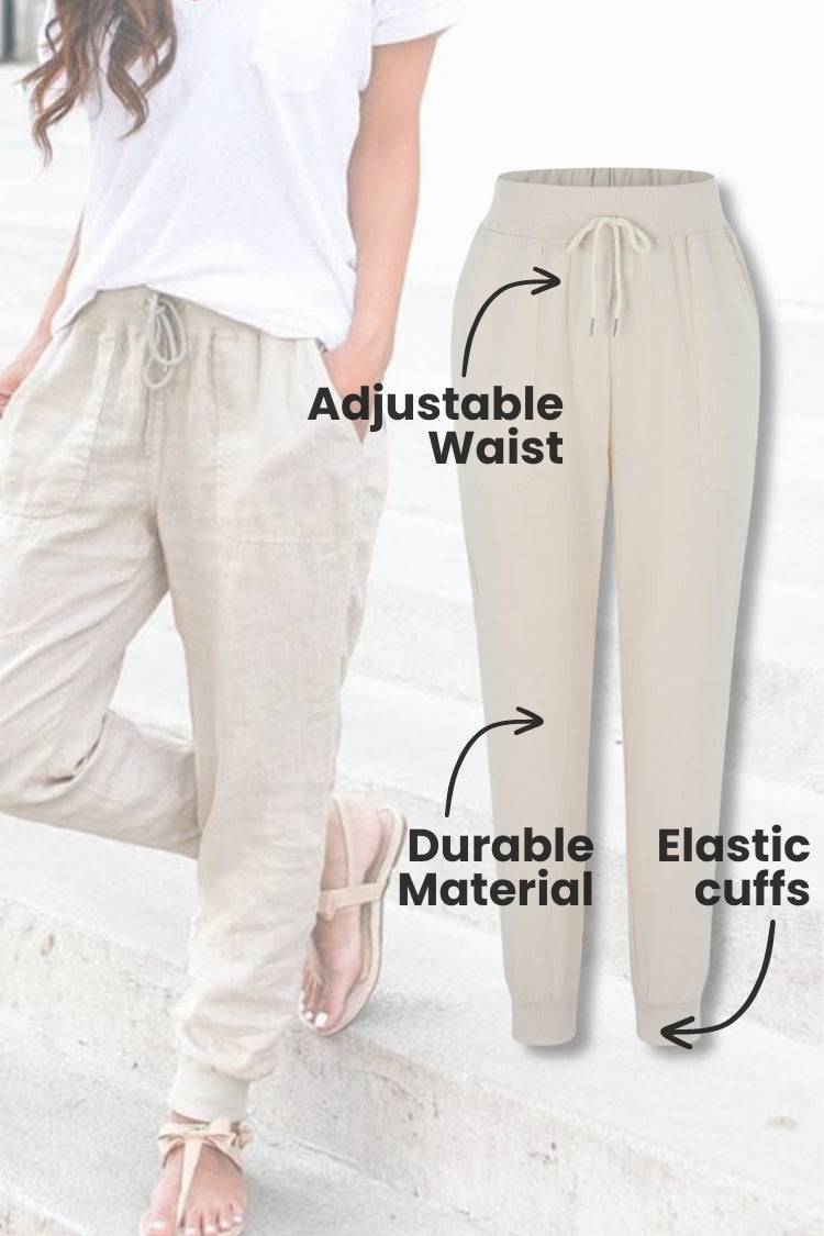 Roxanne | Women's Drawstring Jogger Pants with Elastic Ankle Cuffs