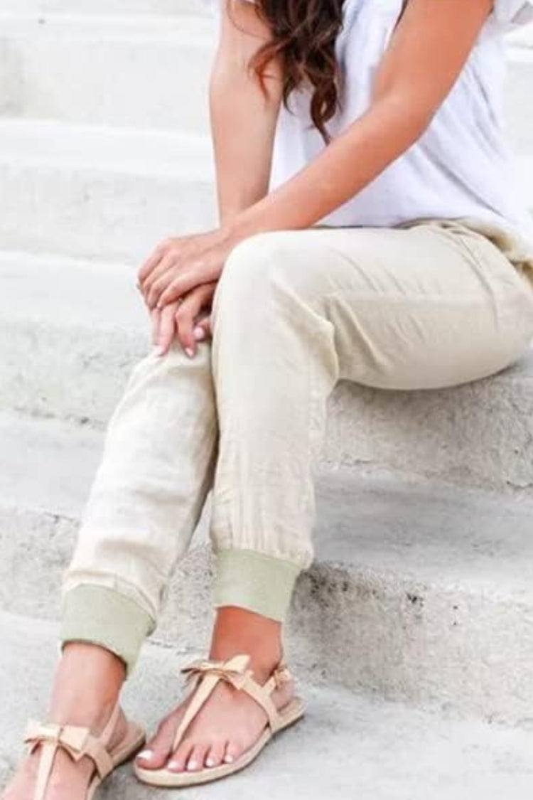 Roxanne | Women's Drawstring Jogger Pants with Elastic Ankle Cuffs