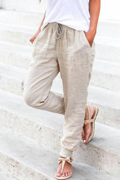 Roxanne | Women's Drawstring Jogger Pants with Elastic Ankle Cuffs