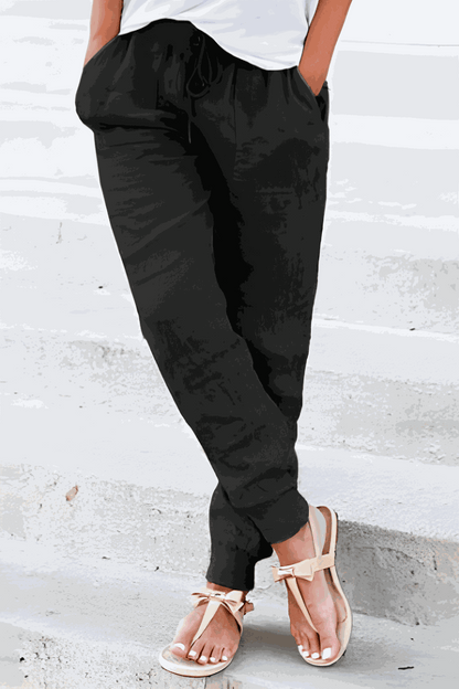 Roxanne | Women's Drawstring Jogger Pants with Elastic Ankle Cuffs