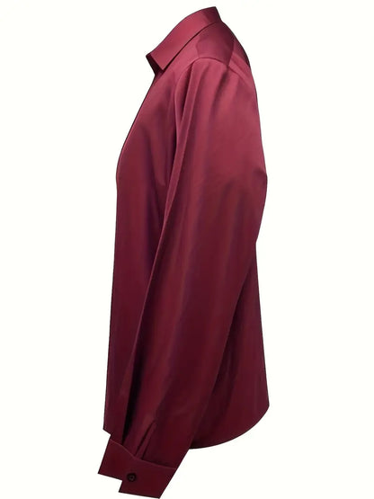 Kathy | Women's Premium V-Neck Satin Blouse – V-Neck, Satin