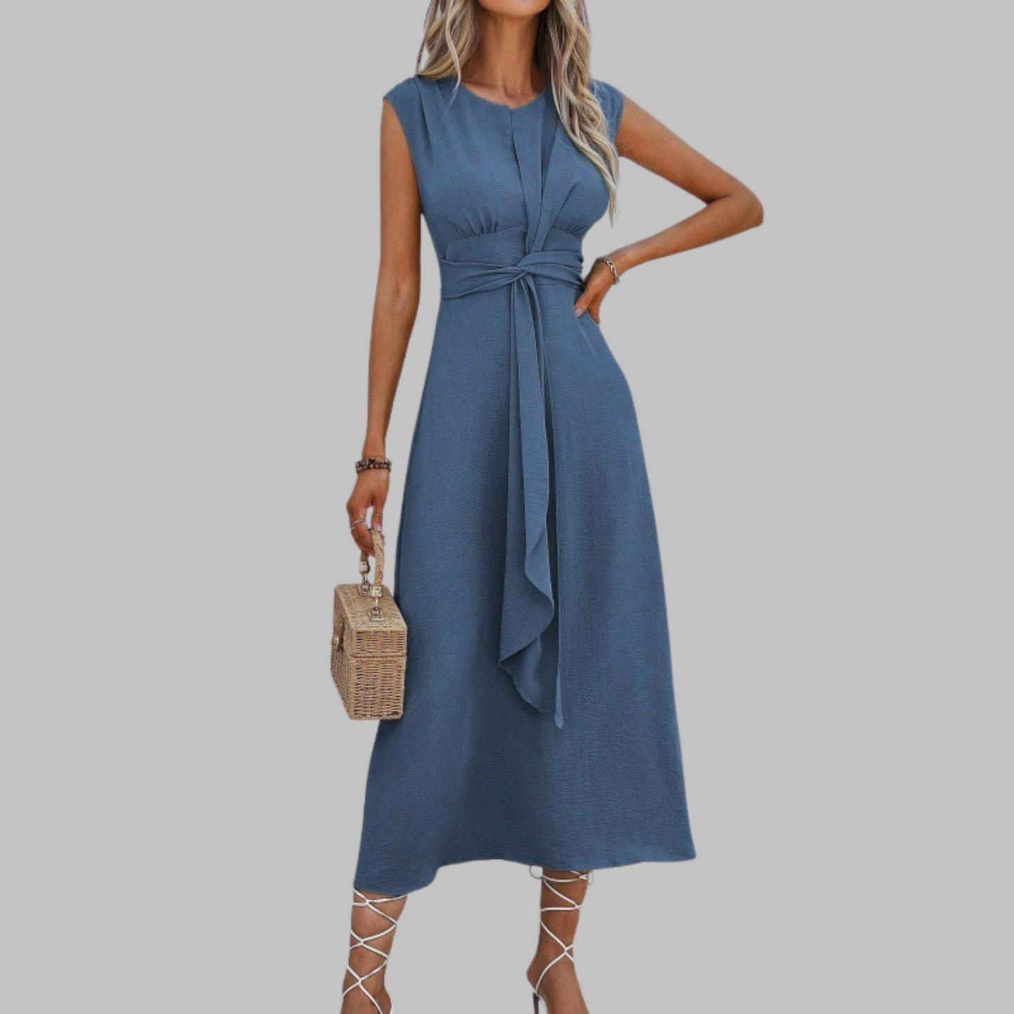 Aletta | Women's Elegant Sleeveless Round Neck Maxi Dress – Maxi, Sleeveless
