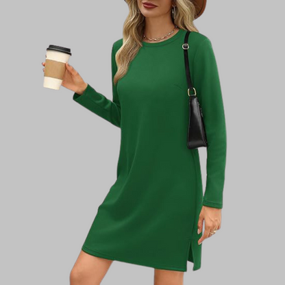 Nora | Women's Comfortable Long Sleeve Round Neck Dress – Long Sleeve