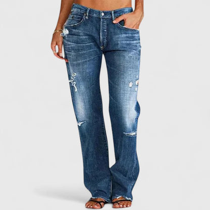 Eula | Women's Low Rise Distressed Straight Leg Jeans