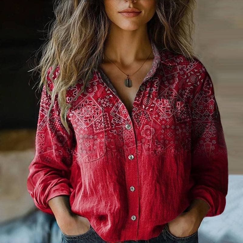 Maya | Women's Bohemian Pattern Vintage Blouse – Casual